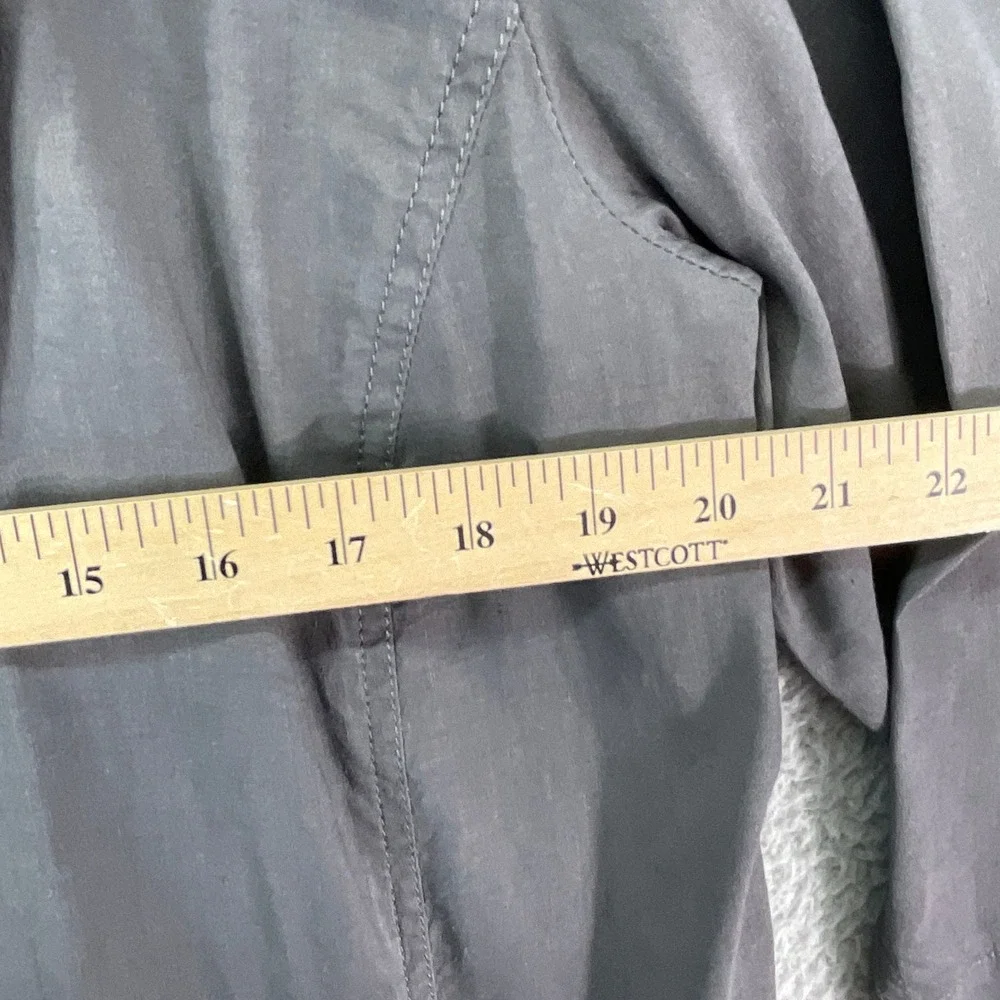 Eileen Fisher Linen Blend Blazer Womens L Grey Open Front Italian Fabric - Picture 4 of 7